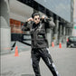 Stylish Cargo Front Double Pocket Winter Tracksuit (BLACK) (Hoodie+Trouser)