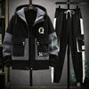 Stylish Cargo Front Double Pocket Winter Tracksuit (BLACK) (Hoodie+Trouser)