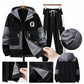 Stylish Cargo Front Double Pocket Winter Tracksuit (BLACK) (Hoodie+Trouser)